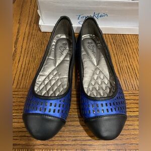 Bright royal blue & black flats 7.5 new in box